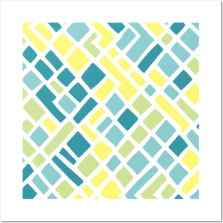 Rectangle Yellow Green Blue Abstract Art Posters and Art